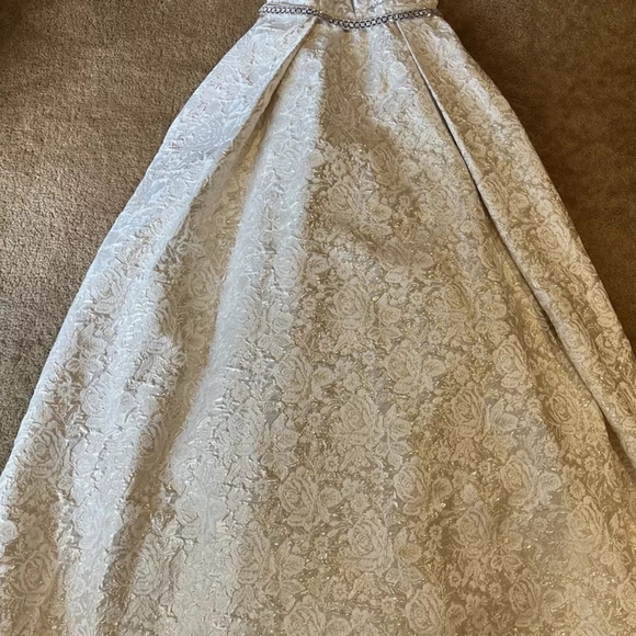 Aspeed Shimmery Champagne Floral Brocade Sleeveless Gown NWT Size Small - Picture 12 of 16